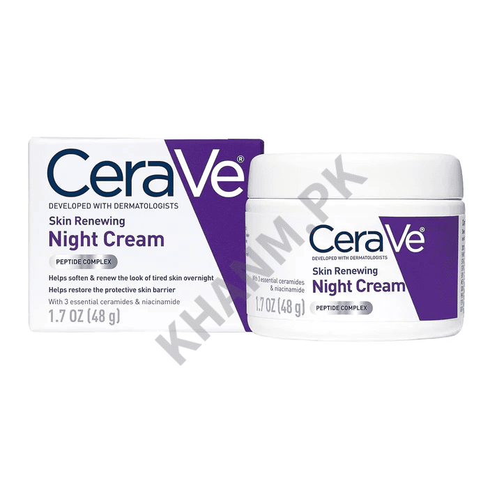 CeraVe Skin Renewing Night Cream jar and box on a white background