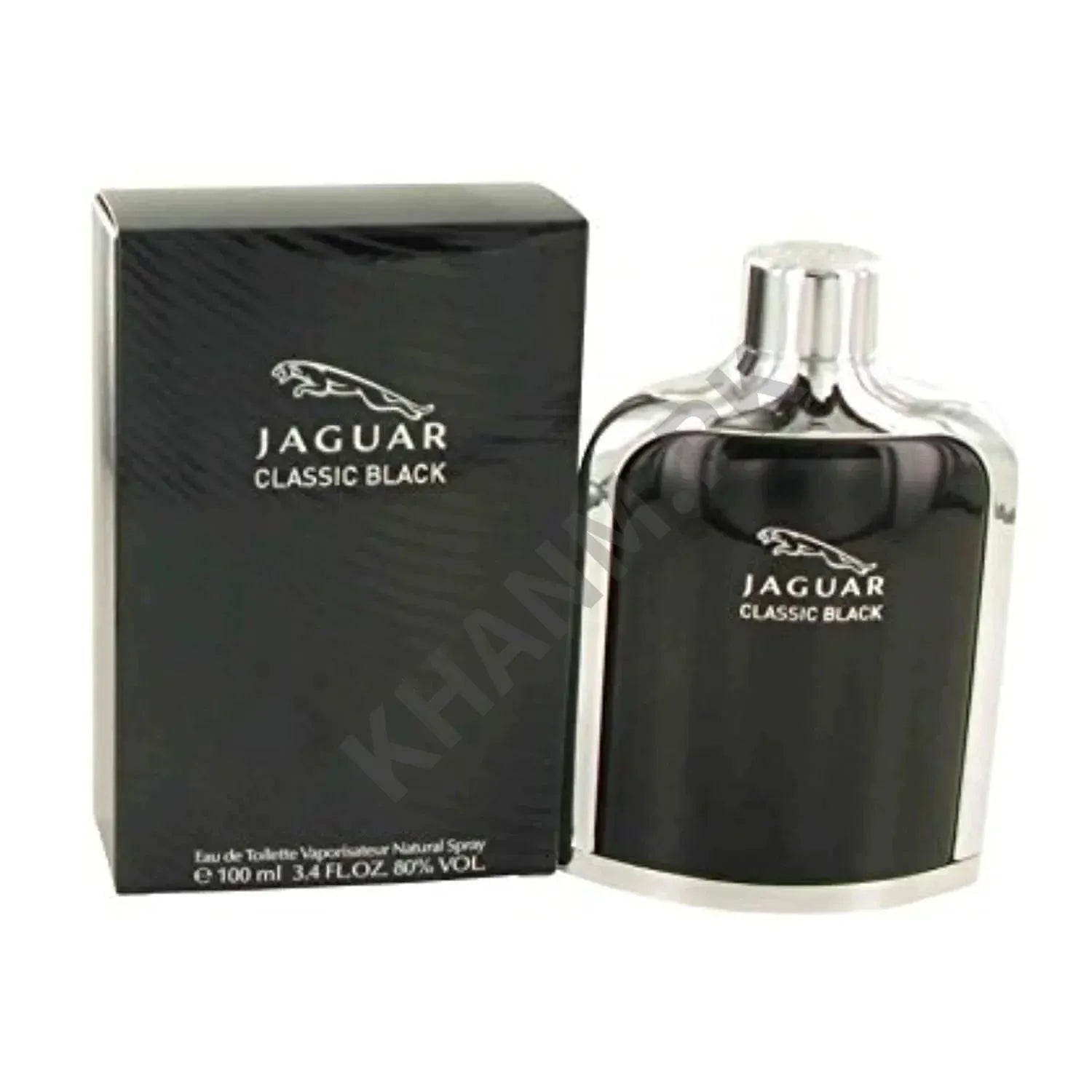 Jaguar Classic Black perfume bottle and packaging on a white background