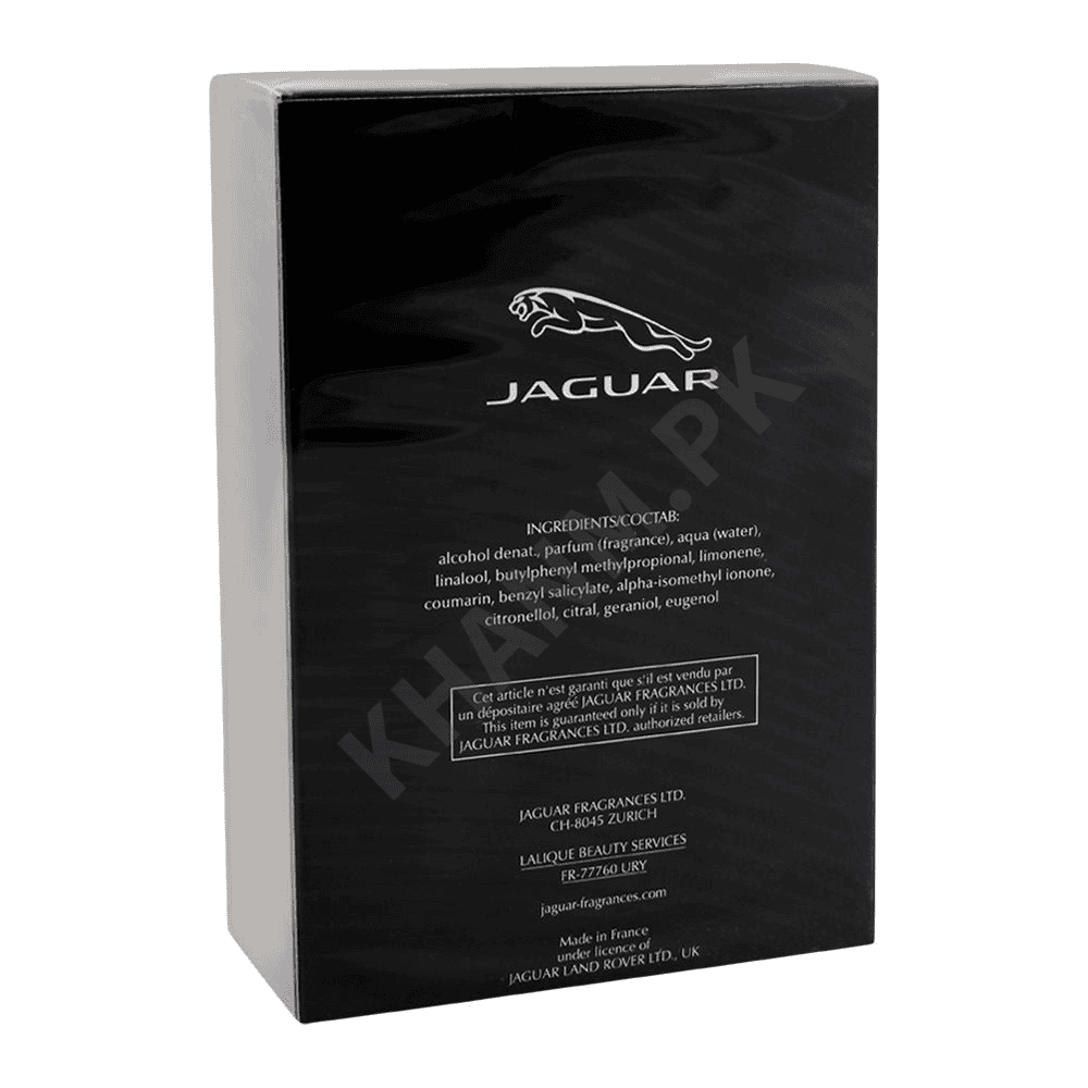 Jaguar perfume packaging with brand logo on a black background