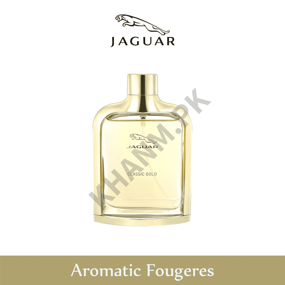 Jaguar Classic Gold perfume bottle on a white background