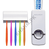 Tooth Paste Dispenser With 5 Brush Holder Wall Mounted Automatic Hands Free Toothpaste Dispenser